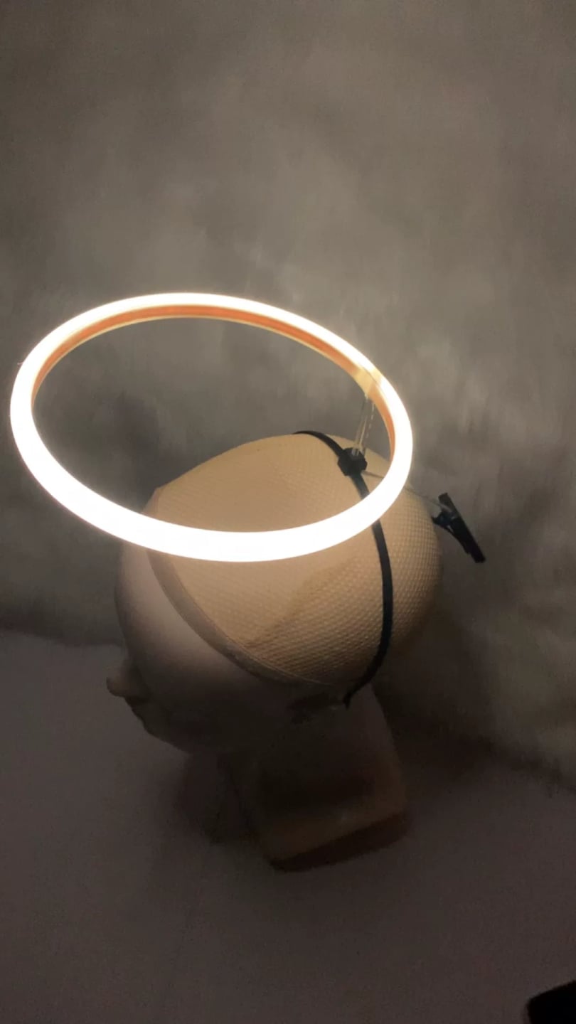 Light-Up Angel Halo glowing on a mannequin head