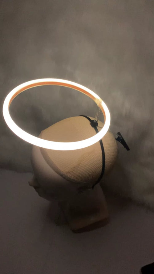 Light-Up Angel Halo glowing on a mannequin head