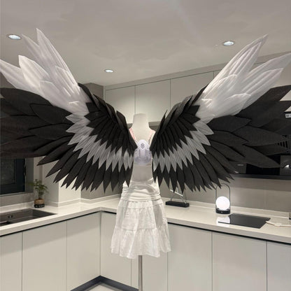 Black and white classic angel wings with dark centers