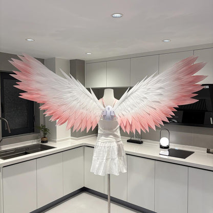 White classic angel wings with pink tips