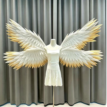 White four-wing angel wings with gold-colored edges