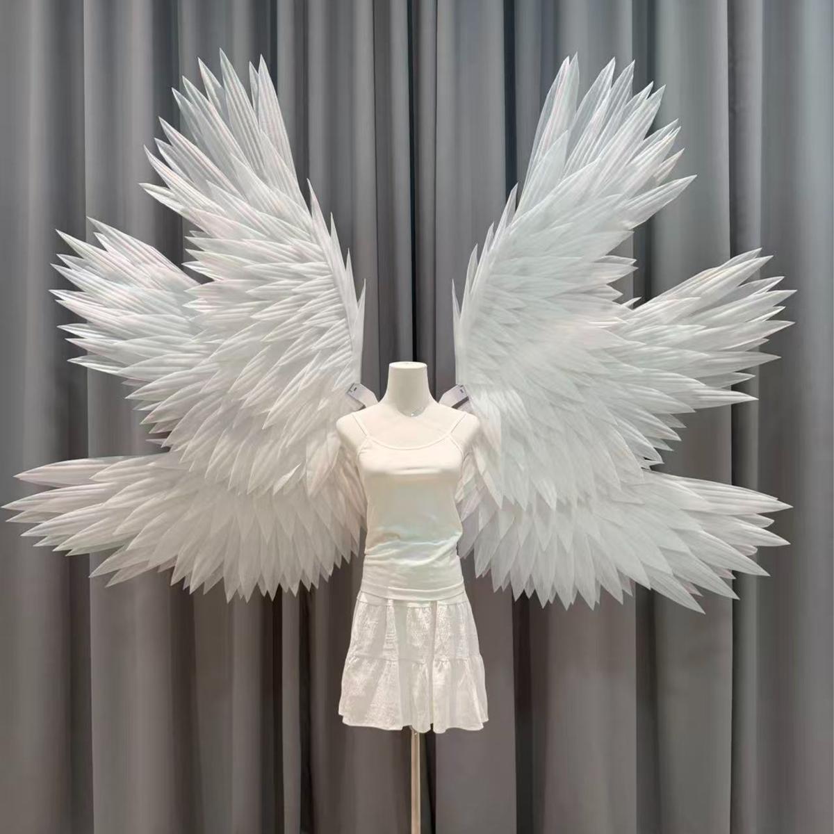 White six-wing motorized angel wings in three layers