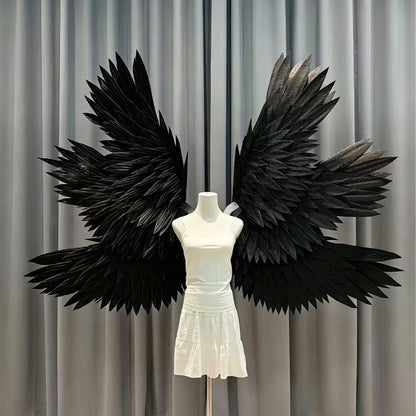 Black six-wing motorized angel wings on a mannequin