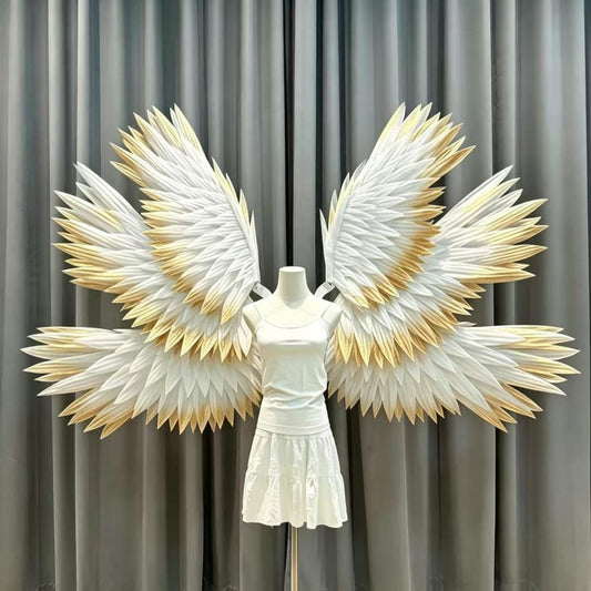 White six-wing angel wings with gold-colored edges