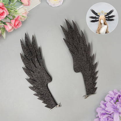 Pair of black angel wing hair clips