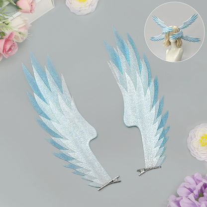 Pair of sky blue angel wing hair clips